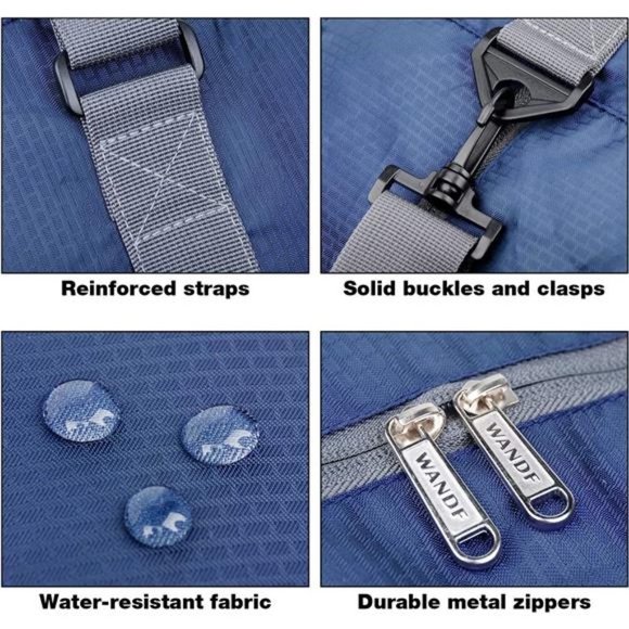 FOLDABLE Travel Duffle Bag A-Navy Blue - Picture 5 of 6